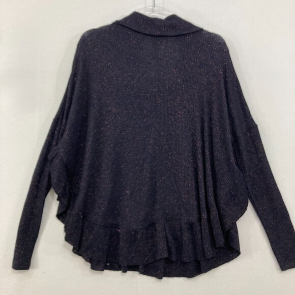 New Anthropologie Postmark XS/S Navy Metallic Cowl neck Relaxed Ruffle Sweater - Picture 10 of 11